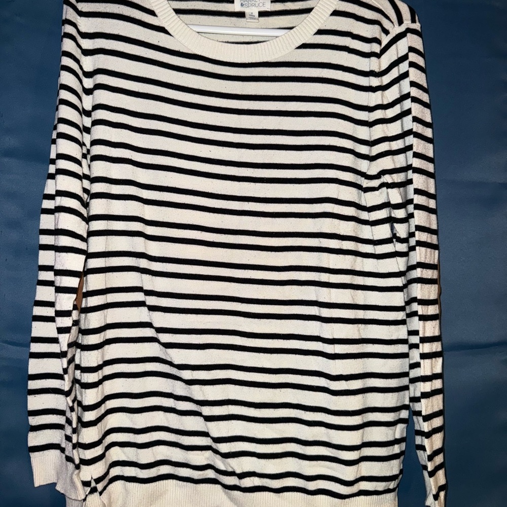 Market & Spruce Black and White Striped Sweater - Picture 1 of 5